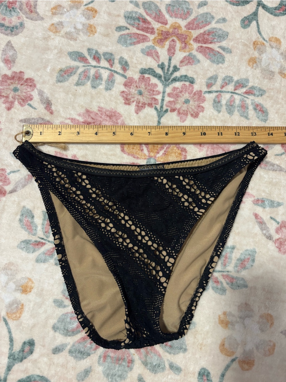BECCA Black Lace Bikini Bottom with Nude Lining